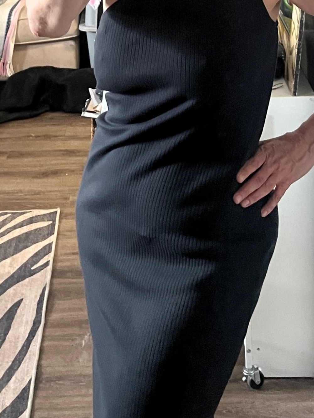 GAP: Black Ribbed One Shoulder Dress - Picture 4 of 5